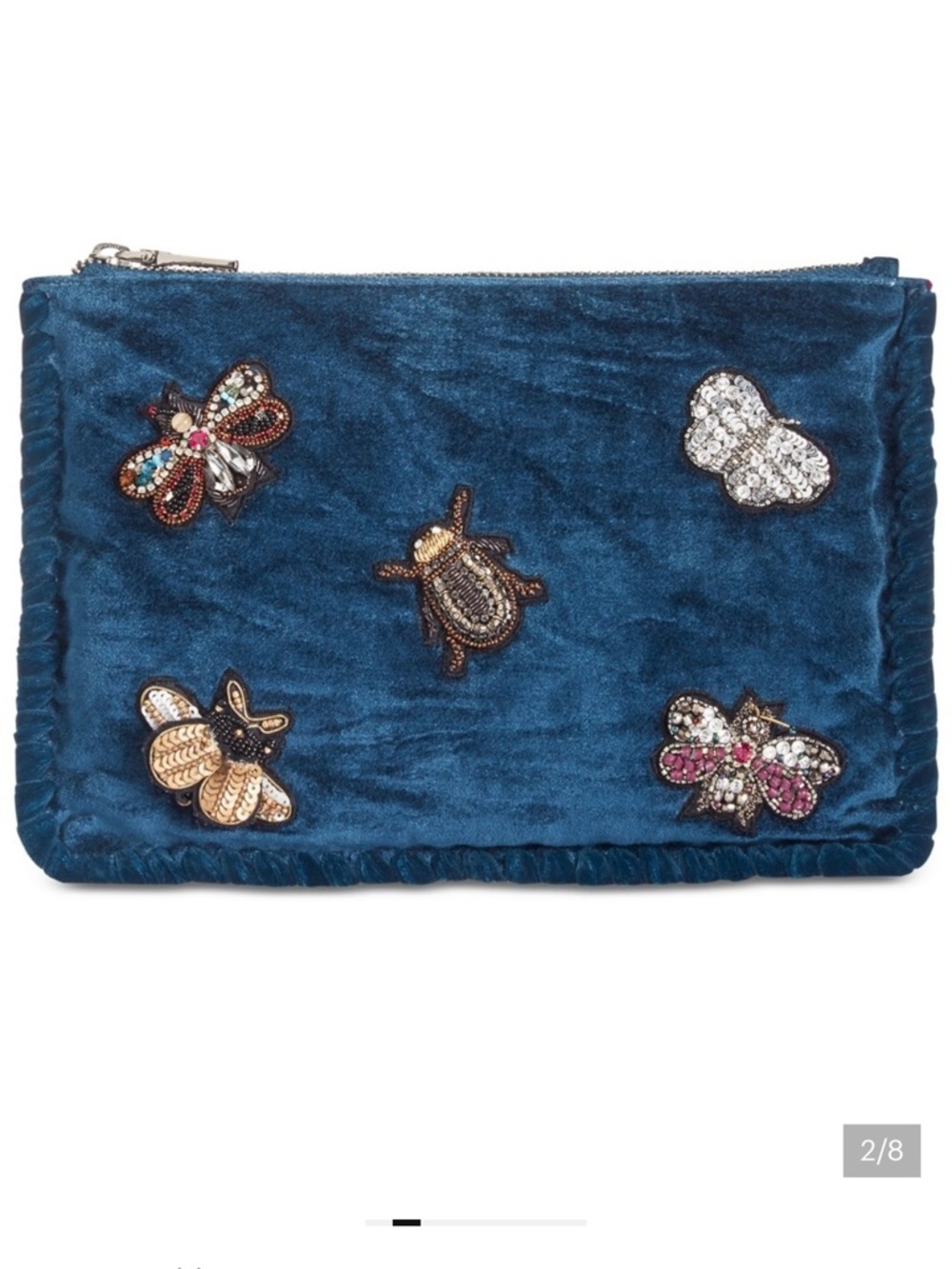 Steve Madden Navy Velvet Crossbody Butterfly Clutch Whimsigoth Gothic Glam